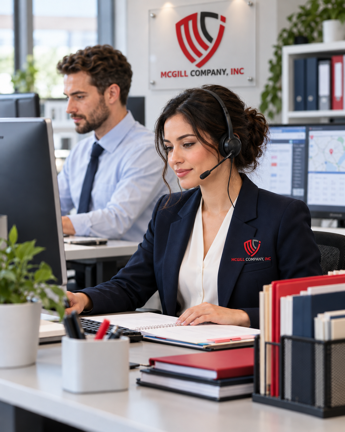 Service illustration: Administrative staff managing office operations