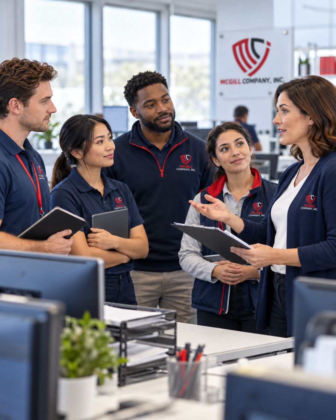 Service illustration: Team receiving staffing and onboarding instructions